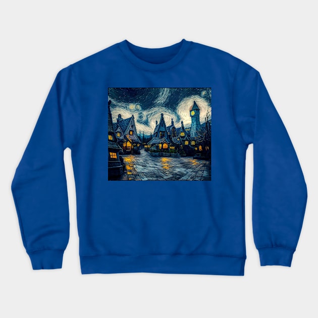 Starry Night Over Hogsmeade Village Crewneck Sweatshirt by Grassroots Green